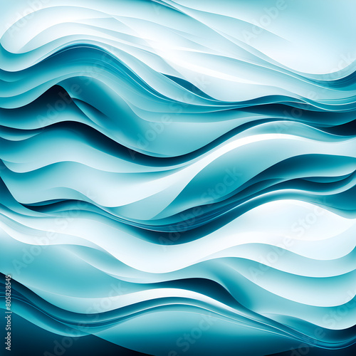 Abstract background composed of blue and colorful wave patterns, watercolor and modern art, used for product display, high-end luxury goods, with a sense of design
