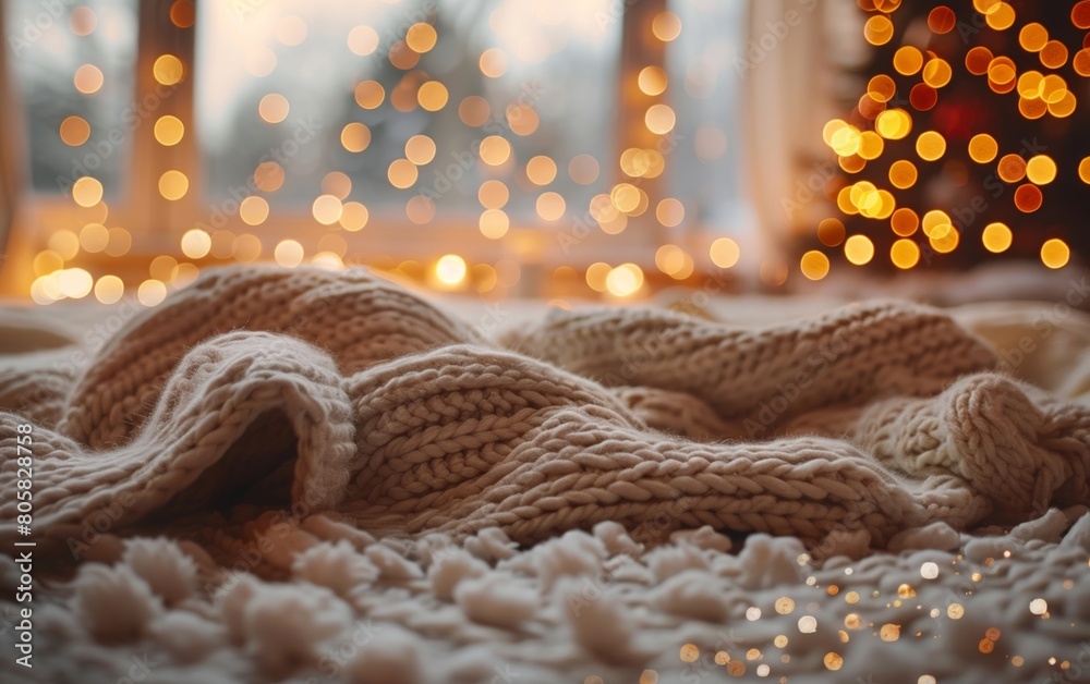 Chic seasonal decorations with a magical bokeh effect and cozy ambiance Chic seasonal decorations with a magical bokeh effect and cozy ambiance