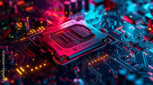 the integration of LED lights around the processor, serving both aesthetic and functional purposes. The glowing lights not only add visual appeal but also indicate activity or performance levels.