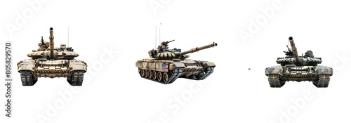 Tank war set for fighting soldier military  on transparent background cutout, PNG file
