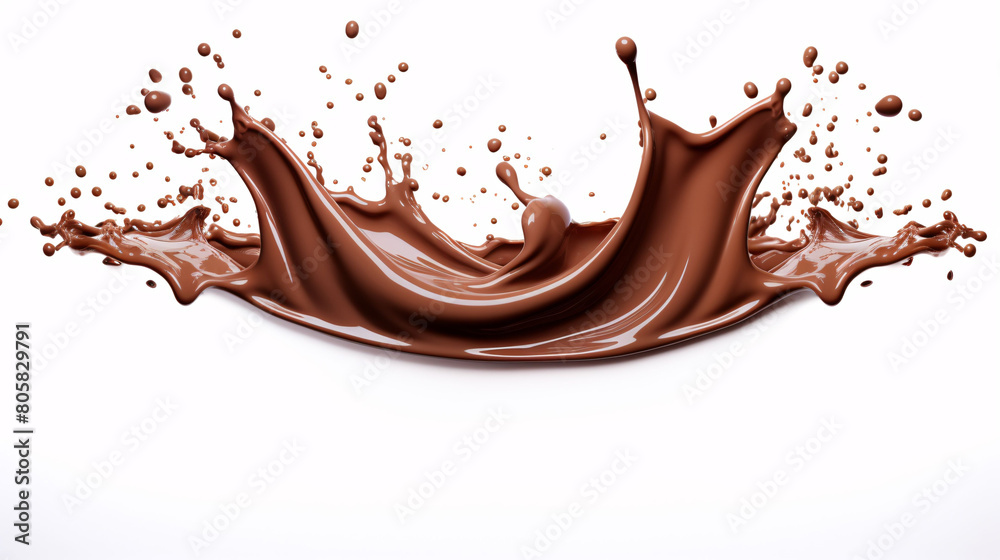 Delicious chocolate splash on isolated white background, tempting gourmet food concept illustration Delicious chocolate splash on isolated white background, tempting gourmet food concept illustration