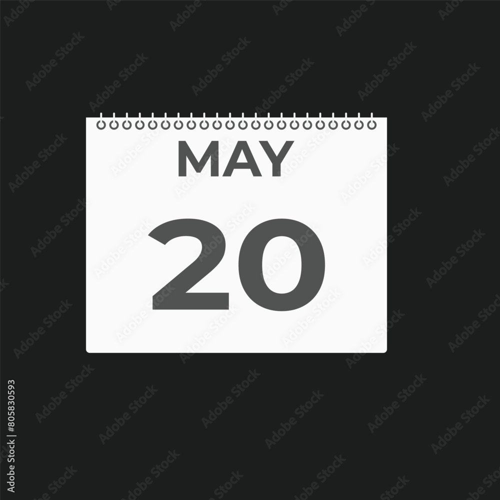 May 20 calendar reminder. 20 May daily calendar icon template. Calendar 20 May icon Design template. Vector illustration
May 20 calendar reminder. 20 May daily calendar icon template. Calendar 20 May icon Design template. Vector illustration