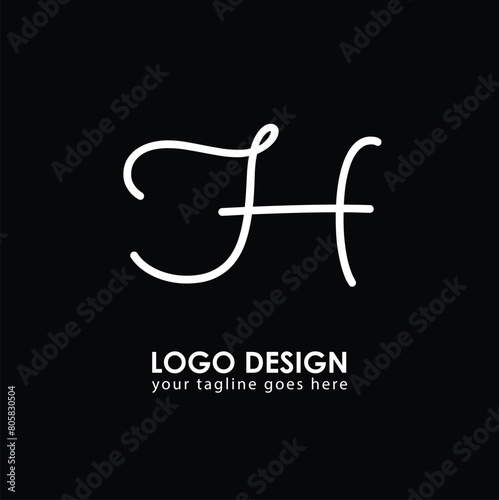 JH TH Logo Design, Creative Minimal Letter TH JH Monogram