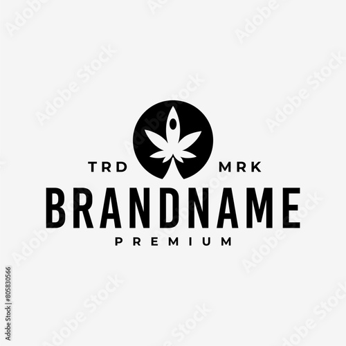 CANNABIS ROCKET LAUNCH HIPSTER VINTAGE LOGO VECTOR ICON ILLUSTRATION
