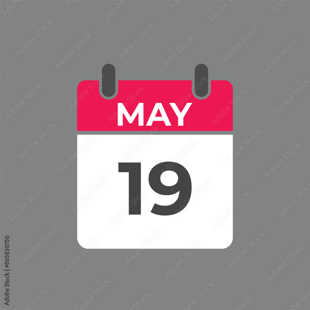 May 19 calendar reminder. 19 May daily calendar icon template. Calendar 19 May icon Design template. Vector illustration
May 19 calendar reminder. 19 May daily calendar icon template. Calendar 19 May icon Design template. Vector illustration