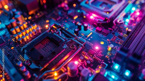 the integration of LED lights around the processor, serving both aesthetic and functional purposes. The glowing lights not only add visual appeal but also indicate activity or performance levels.