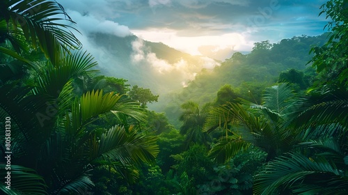 Zip Lining Through Lush Costa Rican Rainforest Canopy Above the Verdant Jungle Landscape