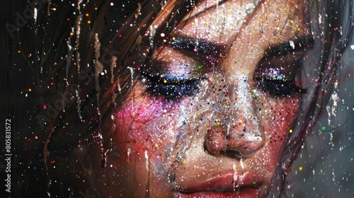 Woman Covered in Glitter hyper realistic 