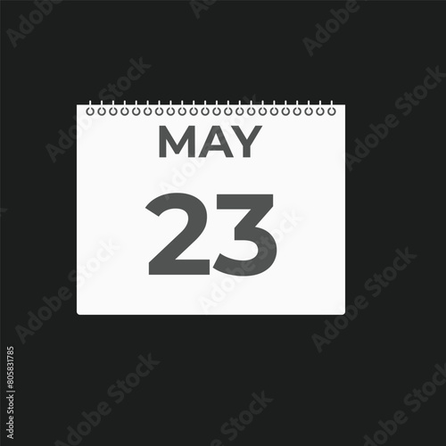 May 23 calendar reminder. 23 May daily calendar icon template. Calendar 23 May icon Design template. Vector illustration 