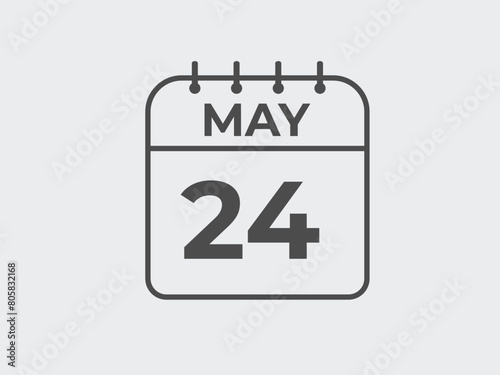May 24 calendar reminder. 24 May daily calendar icon template. Calendar 24 May icon Design template. Vector illustration
