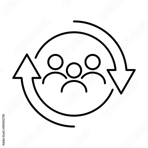 Personnel change outline icon vector people in round cycle symbol human resource concept for graphic design, logo, web site, social media, mobile app, ui illustration