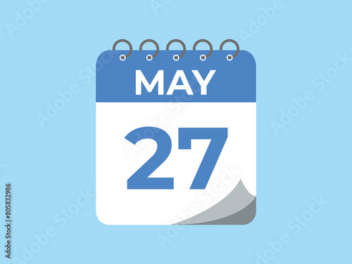May 27 calendar reminder. 27 May daily calendar icon template. Calendar 27 May icon Design template. Vector illustration
