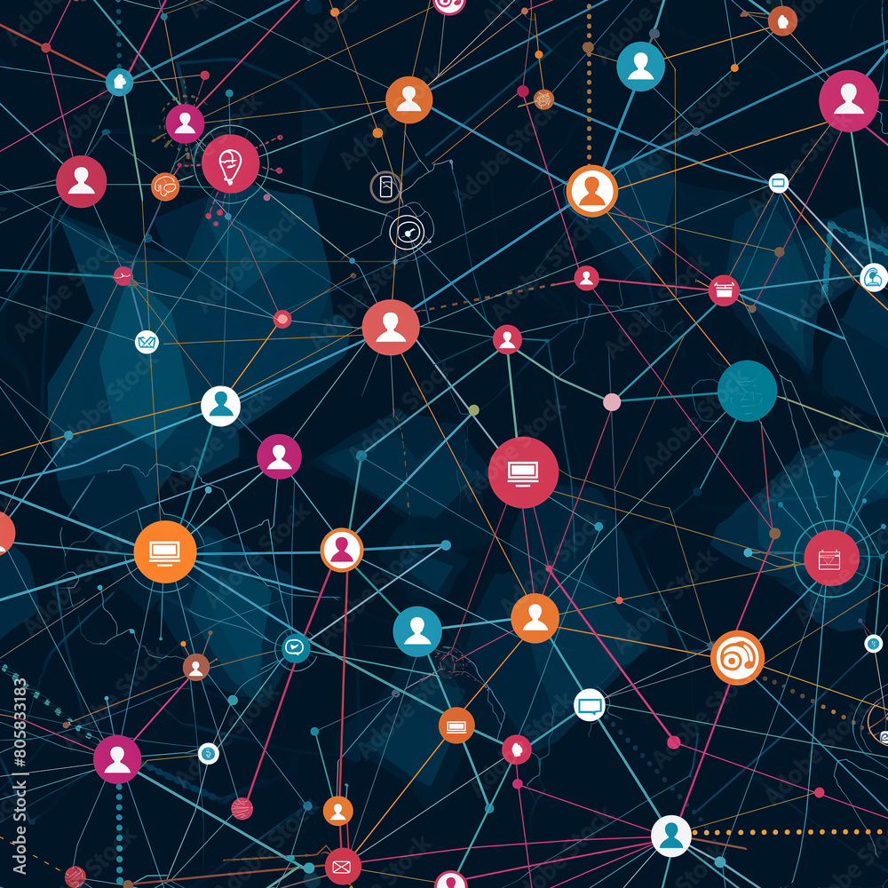 Social media network. Growth background with lines, circles and integrate flat icons. Social media network. Growth background with lines, circles and integrate flat icons.