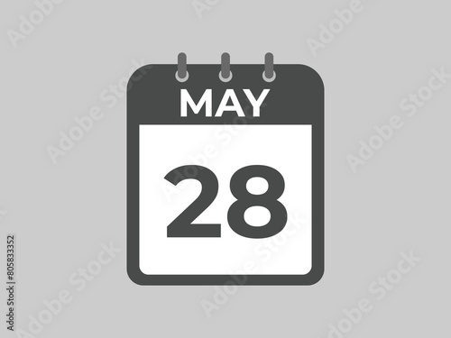 May 28 calendar reminder. 28 May daily calendar icon template. Calendar 28 May icon Design template. Vector illustration
