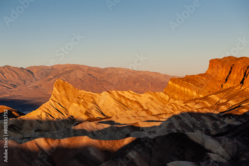 An early morning sunrise at Zabriskie Point  Death Valley  in late December.