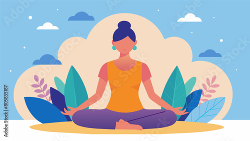 A person in a calm and peaceful state after a restorative adaptive yoga session feeling empowered and supported in their unique journey towards. Vector illustration