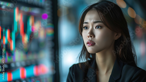 Asian Businesswoman Analyzing Market Trends