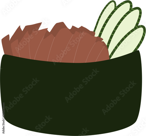 Illustration of assorted sushi platter