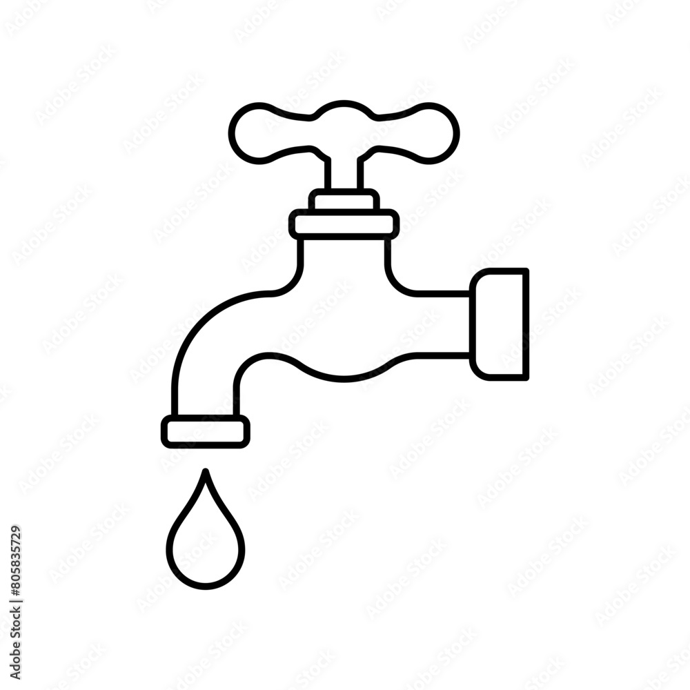 Water tap line icon isolated on white background. Water tap line icon isolated on white background.