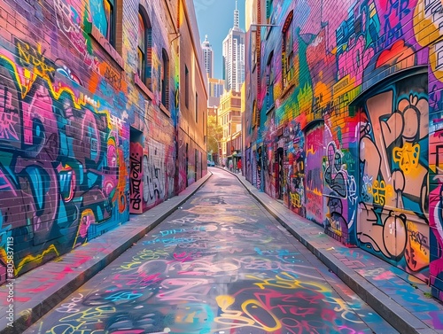 Vibrant Graffiti Covered Alley in Melbourne s Creative Arts District