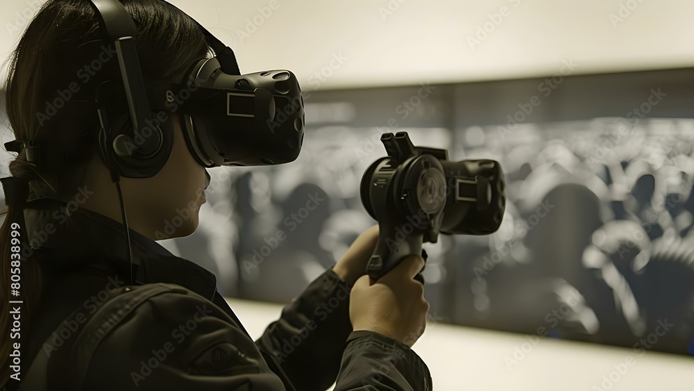 Foto de Virtual reality police training for crisis management . Concept ...