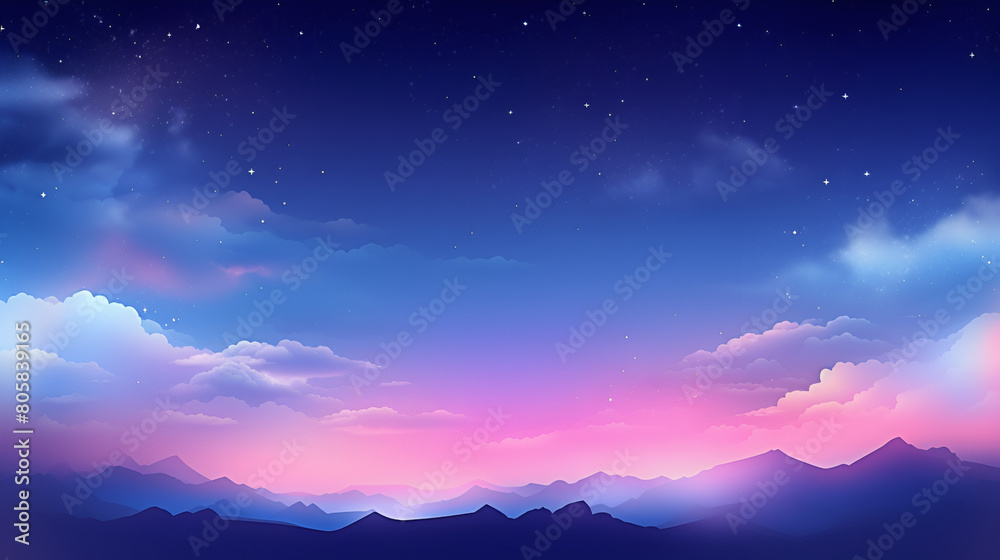 A serene night sky with stars and mountains,Milky Way,landscape, sky, mountain, sunset, nature