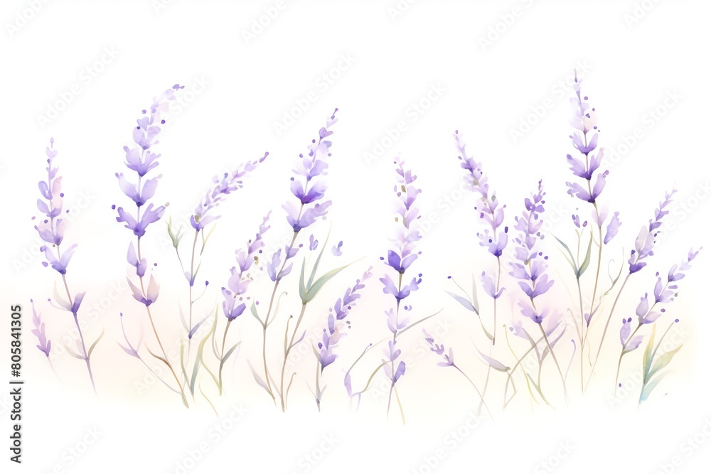 Naklejka premium watercolor lavender, floral strokes