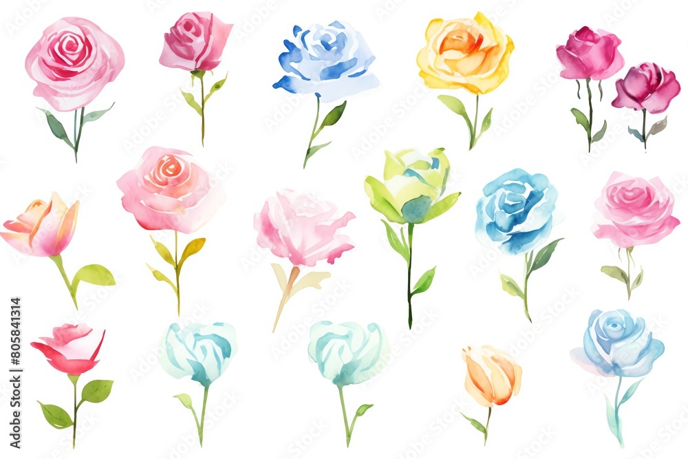 watercolor roses, clipart collection