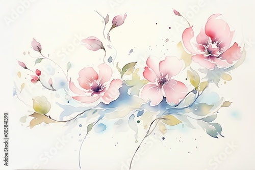 wild roses, dusty watercolor