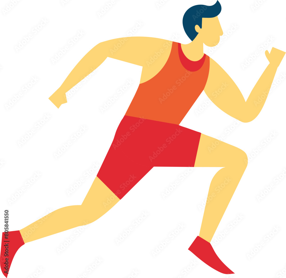 athletic runner flat vector illustration