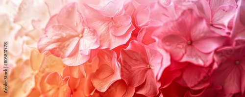A gentle gradient transition from pale pink to fiery red  like the petals of a blooming rose