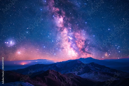 Awe-Inspiring Vantage of the Milky Way Spanning Majestic Mountain Silhouettes in Serene Twilight