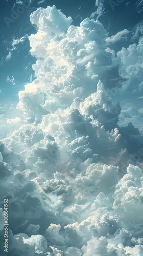 Billowing Clouds in the Tranquil Sky Drift with Imaginative Digital Shapes and Stories