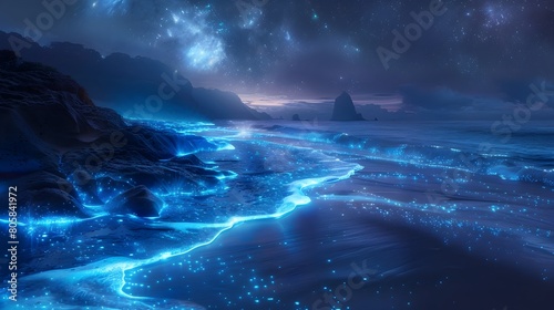 Bioluminescent Bay at Night A Mesmerizing Natural Phenomenon of Glowing Blue Waters