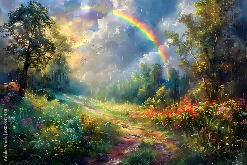 Capture the fleeting beauty of a rainbow after a summer shower a reminder of nature s wonders