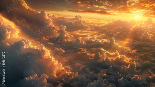 Dramatic Gothic Skyscape of Ethereal Clouds and Radiant Sunset Lighting