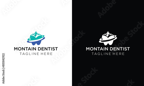 logo design dentist in the mountains or teeth with a mountain
