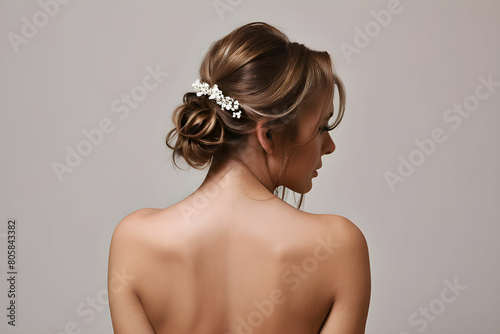 hair styling, bare back