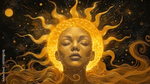 Radiant Celestial Goddess Embodying the Sun's Transcendent Beauty and Power