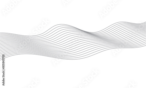 Curved wave lines pattern on white background. Wave striped lines pattern for backdrop, wallpaper template. Simple curved lines with stripes texture. Striped background. vector. 
