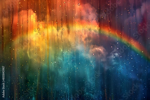 Vibrant Celestial Rainbow A Striking Digital Collage of Hope Beauty and Boundless Imagination