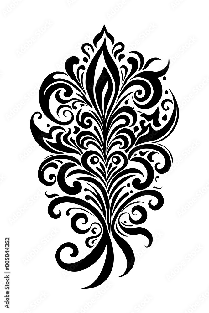 Botanical black and white pattern. For use on tattoos, posters, textiles, T-shirt printing. Generated by Ai Botanical black and white pattern. For use on tattoos, posters, textiles, T-shirt printing. Generated by Ai
