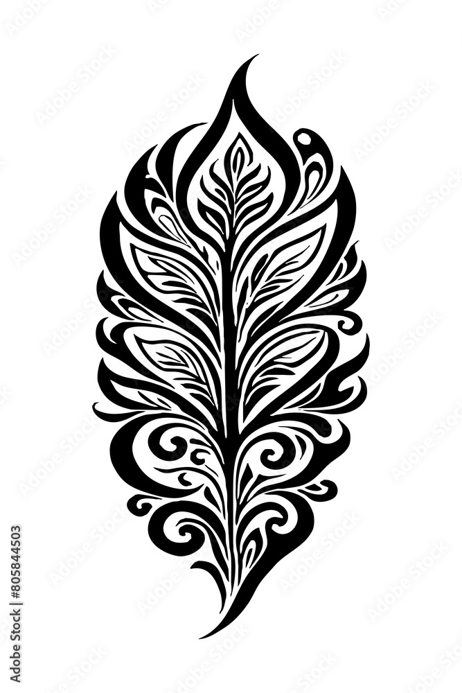 Botanical black and white pattern. For use on tattoos, posters, textiles, T-shirt printing. Generated by Ai Botanical black and white pattern. For use on tattoos, posters, textiles, T-shirt printing. Generated by Ai