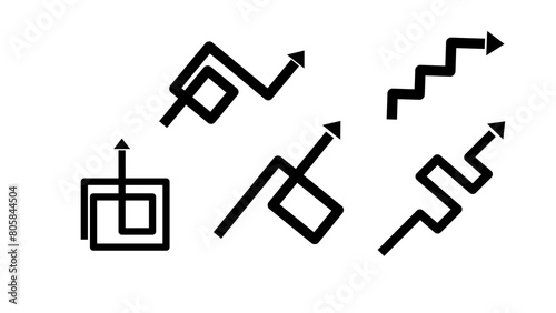 Arrow Elements Doodle Set, black isolate silhouette