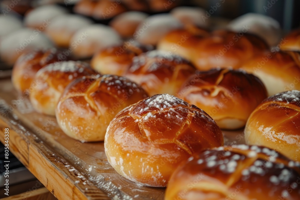 Typical Czech sweet buns made of yeast dough Typical Czech sweet buns made of yeast dough