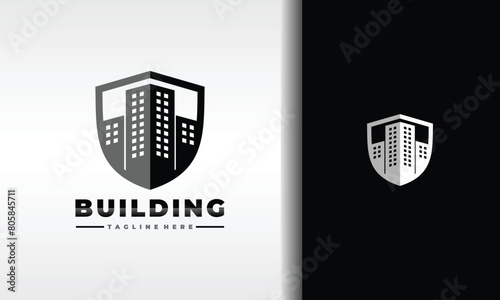 city buildings shield logo