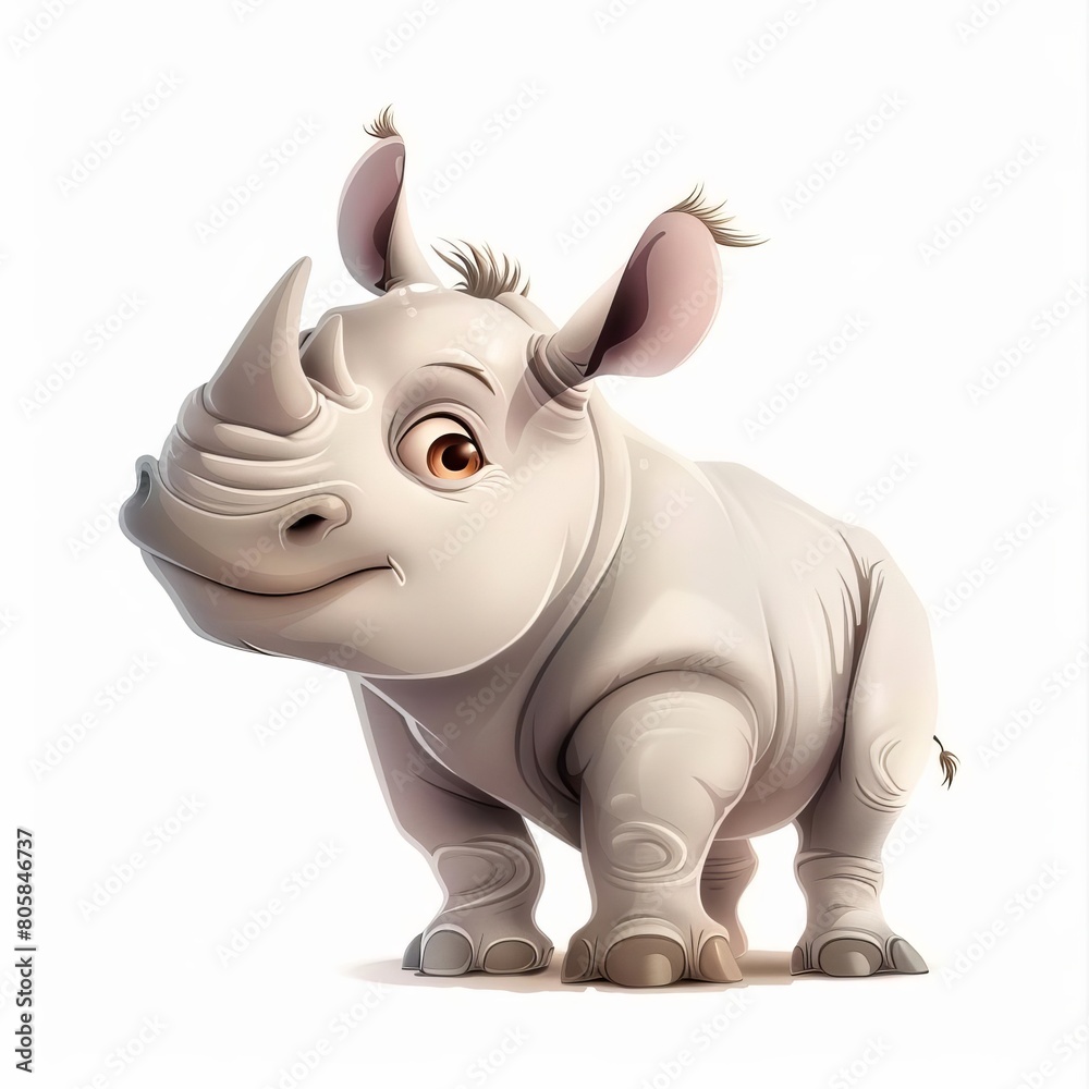 A lovable safari baby rhino exploring the savannah