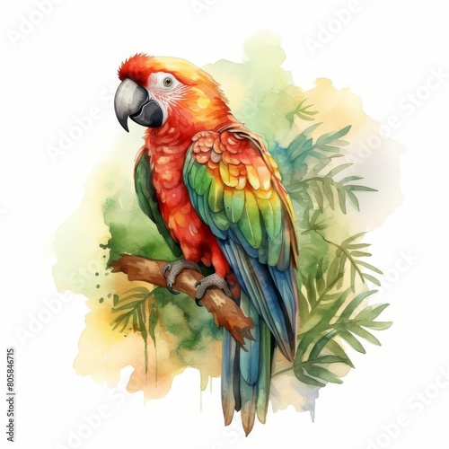 A parrot in a jungle watercolor