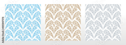 Collection of flower geometric patterns. Seamless vector backgrounds. Colored ornaments. Ornament for fabric, wallpaper, packaging. Decorative prints