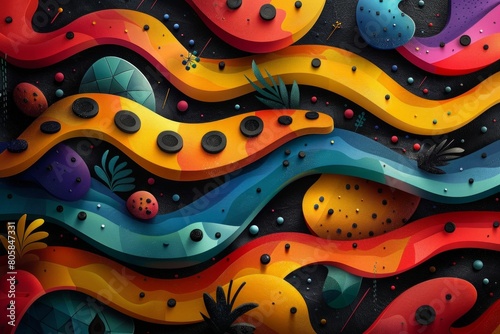 abstract background in colors and patterns for Pizza Party Day